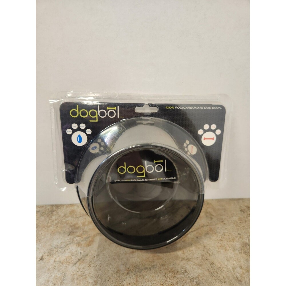 dogbol Polycarbonate Standard Dog Bowl Smoke Gray/Black Dishwasher Safe SDBS108